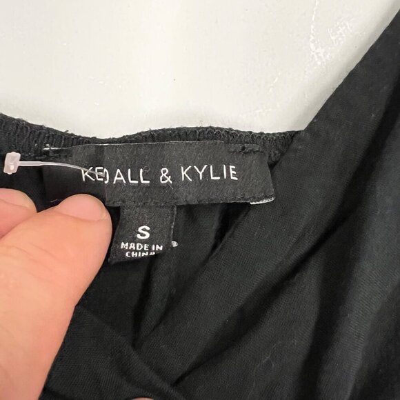 Kendall & Kylie Spaghetti Strap Surplice A-Line Dress Black Sz Small Above Knee - Picture 8 of 9